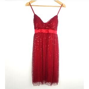 BCX | Red Sparkling Dress w/ Bow & Sequins Valentine's Day New